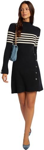 MORGAN Gestreepte trui-jurk, Marineblauw/gebroken wit, XS