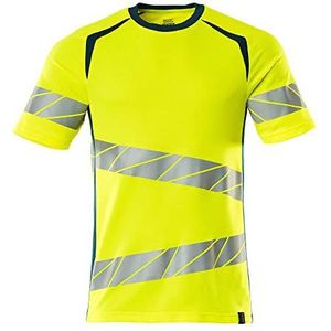 Mascot 19082-771-1744 Accelerate Safe Premium Moderne pasvorm tweekleurig ronde hals T-shirt, Hi-Vis Geel/Donker Petroleum, XL One Size