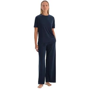 Dagi Navy Knitted Regular High Waist Supreme Lange Been broek, Navy, 2XL, Donkerblauw, XXL