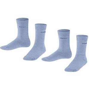 ESPRIT Uniseks-kind Sokken Foot Logo 2-Pack K SO Katoen Eenkleurig Multipack 2 Paar, Blauw (Jeans Melange 6458), 31-34
