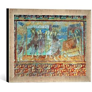 Ingelijste foto van 10e eeuw, Opwekking van de dochter van de Jairus en genezing van de bloempluchtige vrouw"", kunstdruk in hoogwaardige handgemaakte fotolijst, 40x30 cm, zilver raya