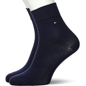 Tommy Hilfiger Womens Tecel Rib Short Sock, Navy, 35-38 (2-pack)