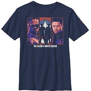 Marvel Likeness Falcon Winter Soldier Group Boy's Solid Crew Tee, Navy Blue, Youth X-Small, Donkerblauw, XS