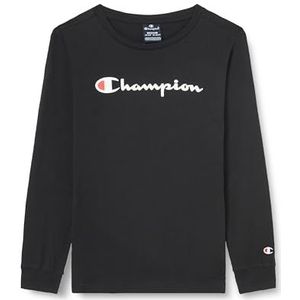 Champion Legacy Icons B - L/S Crewneck T-shirt met lange mouwen, zwart, 13-14 jaar, kinderen en jongeren SS24, Zwart, 13-14 jaar