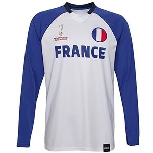 FIFA Officiële World Cup 2022 Classic Lange Mouwen Jongens, Frankrijk, Medium, Leeftijd 5-6 Wit/Blauw