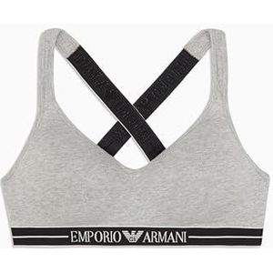 EMPORIO ARMANI Vrouw Dagelijks Katoen Gewatteerde Driehoek BH Grijs S, lichtgrijs Melange, S