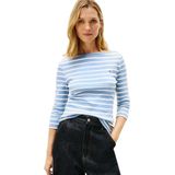 Tommy Hilfiger Dames Slim Cody Boat-NK 3/4SLV WW0WW40589 L/S T-shirt, blauw (helder water/ecru STP), XXS, Blauw (Helder Water/Ecru Stp), XXS