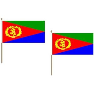 AZ FLAG Eritrea vlag 45 x 30 cm HAMPE van hout - Set van 10 Eritrese vlaggen 30 x 45 cm