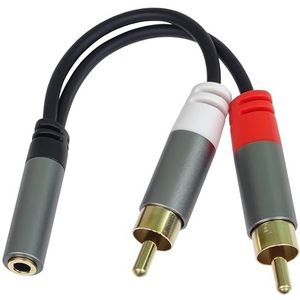 PremiumCord HQ kabelverdeler jack-aansluiting 3,5 mm op 2 x tulpstekker, stereojack naar cinch-stekker, RCA, Aux headset audio, afgeschermd, metalen connector, kleur zwart, M/F, lengte 15 cm