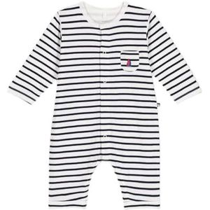Petit Bateau Lang trainingspak, uniseks, Wit/Blauw, 3 Maanden
