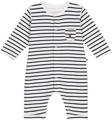 Petit Bateau Lang trainingspak, uniseks, Wit/Blauw, 3 Maanden