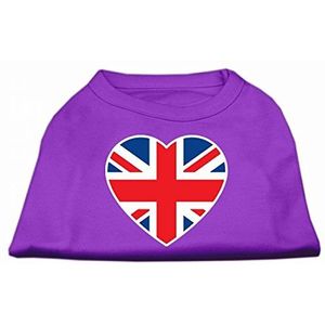 Mirage Britse vlag hart scherm Print hond Shirt, groot, paars