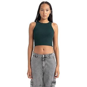 DeFacto Dames crop tops tank top sport tops dames trendy dames tops voor sportieve stijlen veelzijdig combineerbare dames top, groen, S