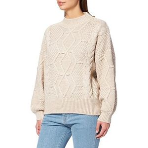 OBJECT OBJKAMMA Cable Knit NOOS Pullover voor dames, zilvergrijs/detail: melange, M