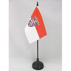 Hesse Tafelvlag 15x10 cm - Duitsland - Duitse regio Hessen Desk Vlag 15 x 10 cm - Zwarte plastic stok en voet - AZ FLAG