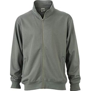 James & Nicholson Heren Workwear Sweat Jacket Sweatshirt, Grijs (Dark-Grey), X-Small