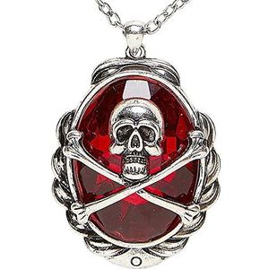 WIDMANN Skull & Cross Bones Red Gem Ketting Dames Halloween Kostuum Fancy Dress, standard size, Polyester