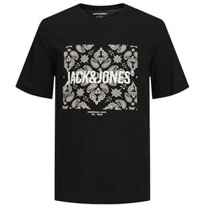 JACK&JONES PLUS Heren Jjpaisley Tee Ss Crew Neck Pls T-shirt, Zwart/print: jas & jones, 5XL