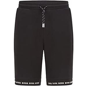 BOSS Heren Headlo 1 Regular Fit Shorts van stretch jersey met logo's op de zoom, zwart 1, XL