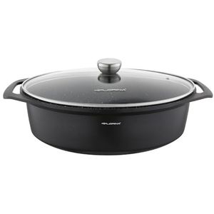 FLORINA Aluminium Braadpan (7,3 l) I L x B x H: 39,5 x 28,5 x 12 cm I Ovale Stoofpan CHEF I Braadpan met Deksel & Handvatten I Antiaanbaklaag I Kookpan voor Alle Kookplaten Inductie Oven