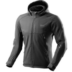 REBELHORN Slash Motorjack voor heren, textiel, softshell met afneembare capuchon, elleboog- en schouderbeschermers, niveau 2, 6 ventilatiekanalen, maten tot 10XL, Zwart, M