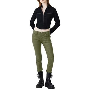 LTB Jeans Dames Molly M - Slim Fit met gemiddelde taille en ritssluiting in groen van katoenmix - Maat W34L34, Green Coated Wash 2836, 34W x 34L