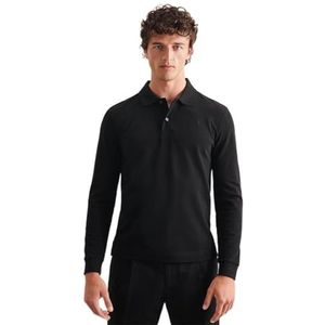 Seidensticker Men's Slim Fit poloshirt met lange mouwen, zwart, 3XL, zwart, 3XL