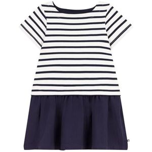 Petit Bateau Jurk voor meisjes, Marshmallow/Smoking, 5 jaar
