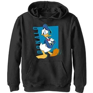Disney Characters Donald Pop Boy's Hooded Pullover Fleece, Black, Small, zwart, S