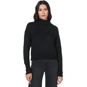Trendyol Effen normale sweater met hoge hals voor dames, Zwart, M