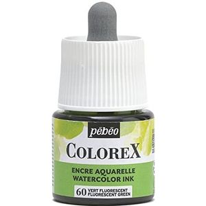 Pébéo - Colorex inkt, 45 ml, neongroen – Colorex inkt aquarel pebeo – neoninkt, fluweelzachte afdrukking, multitool, voor alle ondergronden – 45 ml – neongroen