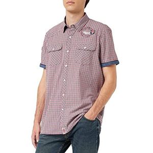Lonsdale Reigate Shirt met lange mouwen voor heren, navy/rood/wit, XL