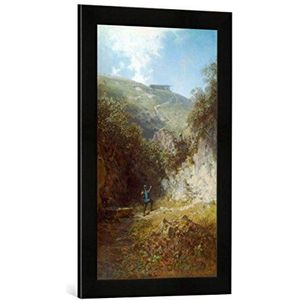 Ingelijste afbeelding van Carl Spitzweg De Vakantiegangers, kunstdruk in hoogwaardige handgemaakte fotolijst, 40 x 60 cm, mat zwart