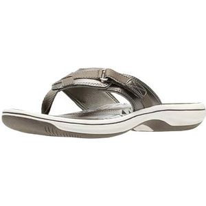 Clarks Breeze Sea Teenslippers voor dames, 10,11,12,5,6,7,8,9 M Volwassenen, Tinnen Synthetisch, 35.5 EU