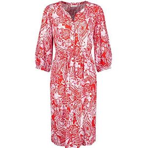 Gerry Weber Dames 180015-31450 jurk, ecru/wit/rood/oranje print, 40, ecru/wit/rood/oranje print, 40