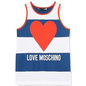 Love Moschino Dames Regular fit Tank Top, Wit Blauw RED, 42, Wit-blauw-rood., 42
