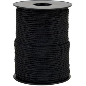 Polypro gevlochten touw, zwart, Ø 3 mm, spoel 100 m, buitenkoord, knutseltouw, doe-het-zelf touw