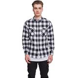 Urban Classics Herenhemd geruit flanellen shirt, lange mouwen, bovendeel voor mannen met borstzakken, verkrijgbaar in vele kleurvarianten, maten XS - 5XL, zwart/wit, 5XL