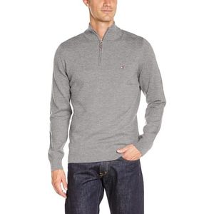 Tommy Hilfiger Heren Sweaters LAMBSWOOL Z-MK CF, opstaande kraag, effen, grijs (Silver Fog Htr)., M