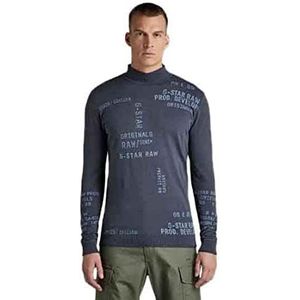 G-STAR RAW Heren Unisex Jacquard Mock gebreide trui Knits, blauw (Fantem Blue D21954-8403-863), XL