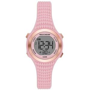 Skechers Horloge voor dames, Digitaal uurwerk met siliconen, polyurethaan, lederen of roestvrij stalen band,Roze en roségoudkleur,33MM