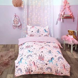 Dreamscene Dekbedovertrekken, polykatoen, blush pink lila Rainbow Blue, junior/cot bed