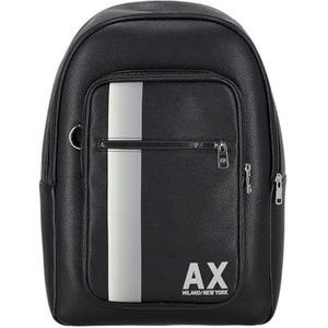 Armani Exchange Heren Large Color Block Ax Zip Backpack, Nero, zwart, One size