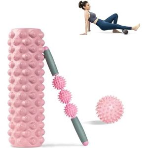 Rol voor spiermassage, 3-in-1, set voor myofasciale training, met staaf en bal, voetmassage, verlichting van spierspanning