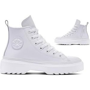 Converse Chuck Taylor All Star Lugged Lift Platform Lederen Sneaker voor jongens, Wit, 26.5 EU