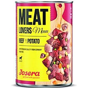 Josera Meat Lovers Menu Beef with Potato Natvoer voor honden, hoog vleesgehalte, graanvrij, met rundvlees en aardappelen, volledig voer, 6 x 800 g