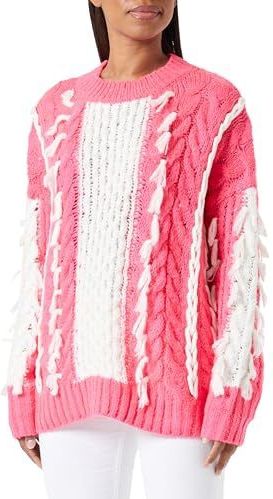 ebeeza - Trui - Pink/Wit - Gebreide Truien