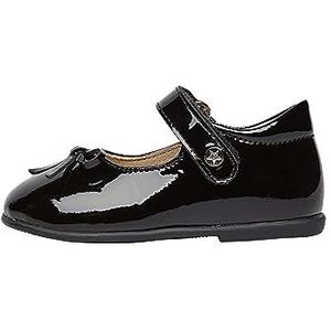 Naturino Balletballerine van leer met strik, Zwart Ivoor, 27 EU