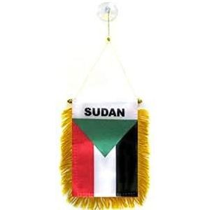 Sudan mini Banner 6'' x 4'' - Sudanese PENNANT 15 x 10 cm - mini Banners 4x6 inch zuignap hanger - AZ FLAG