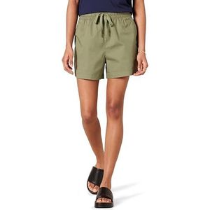 Amazon Essentials Dames Stretch Katoen Pull-on Mid Rise Relaxed-fit Short, Licht Olijf, Small